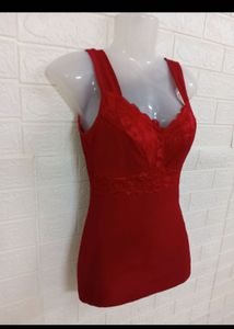 Red Lace Trim corset padded top