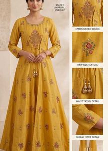 Yellow Printed Anarkali Gown