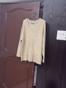Plus size Elegant Beige Knit Sweater