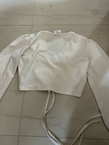 Chic White Ruched Crop Top