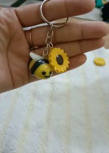 handmade clay Cute Bee &amp; Sunflower Keychain