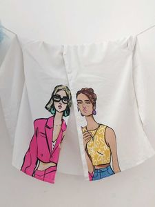 Graphic Print Button-Up Shirt