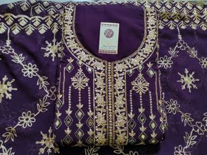 Semistitched Embroidered With Mirror N Stones Work