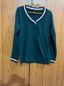 V Neck Full Sleeve Cotton Tshirt