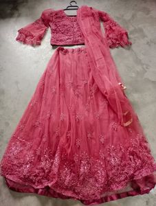 Never Worn Mauve Embroidered Lahenga Choli