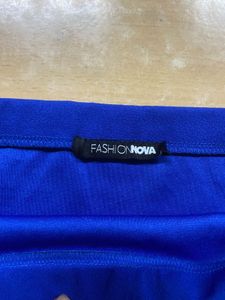 Blue Ruffled Asymmetrical Skirt