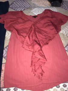 Navy Blue Pants and Coral Top Set