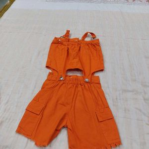 Bright Orange Overalls Set