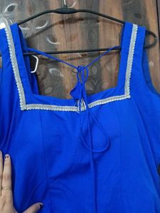 Royal Blue Kurta Set with Yellow Dupatta