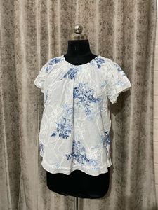 White Floral Embroidered Top