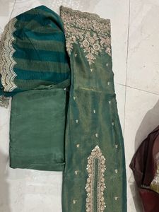 Embroidered Teal Kurta Set with Dupatta