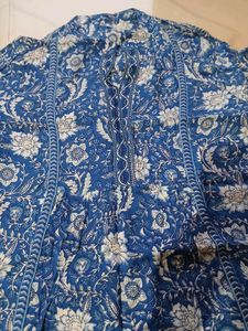 Blue Floral Print Kurta