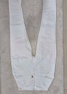 High-Waisted White Skinny Jeans