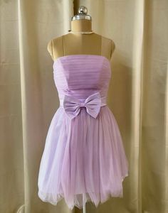 Lavender Tulle Strapless Dress with Bow