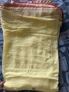 Elegant Yellow Embroidered Saree