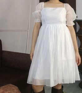 White Puffy Sleeve Party Dress