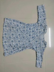 Blue floral print kurta
