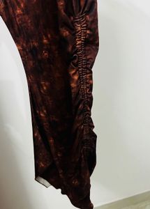 Stylish Brown Tie-Dye Sleeveless Dress sexy top