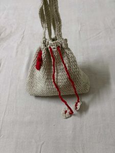 🆕Handmade Knitted Drawstring Pouch/ Bag