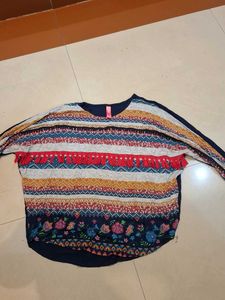 Boho Fringe Patterned Tunic Top