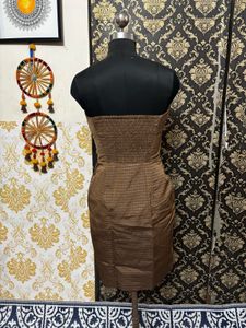 Brown Strapless Mini Dress