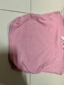 Pink Lace Trim Crop Top