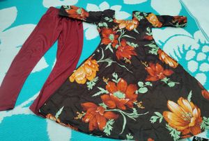 Floral Print Kurta with Leggings Set