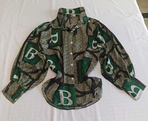 Green Oversized Printed Shirt