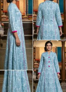 Designer A-line kurta sky blue