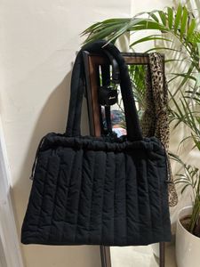 Black Puffer Tote Bag