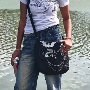 Unique Black Crossbody Bag with Chains
