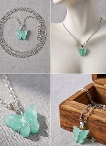 Cute Blue Butterfly Pendant Necklace