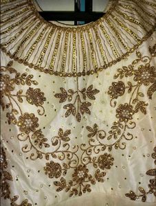 Elegant White &amp; Gold Embellished Gown