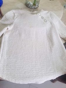 Chic Textured White Button Top