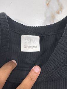 Zara Black Ribbed Racerback Tank Top