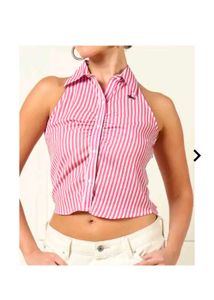 Pink Striped Halter Top