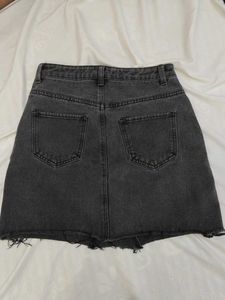 Charcoal Grey Denim Mini Skirt