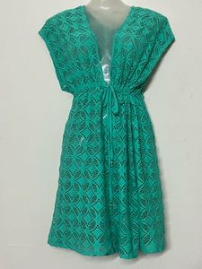 Pintresty Green Crochet Cover-Up Dress