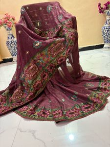 multicolour work Embroidered Saree