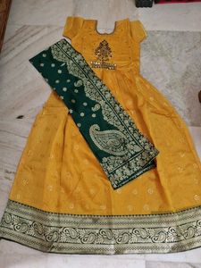 Women's Festive Yellow Dress & Dupatta