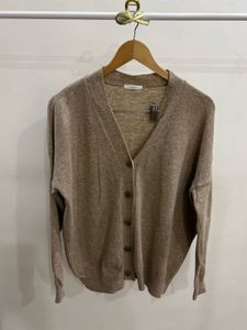 Beige Buttoned down Knit Cardigan
