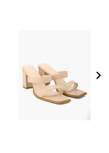 Beige Block Heel Mules