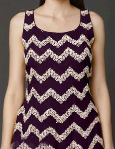 Stylish Purple Kurta Set with White Zigzag Print