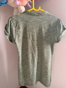 Green Henley Neck T-Shirt
