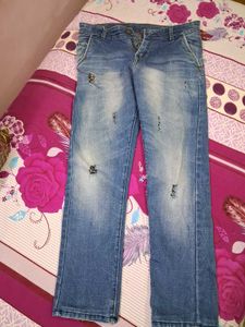 Distressed Blue Denim Jeans Waist 32 inch