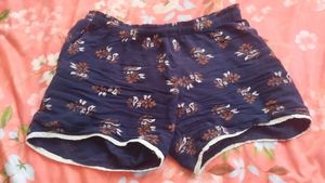 Navy Floral Print Shorts