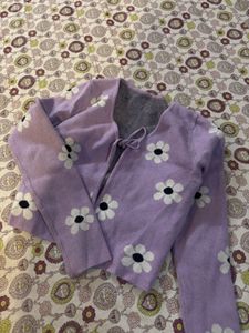 Cute Purple Floral Cardigan