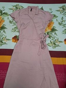 Elegant Pink Wrap Dress