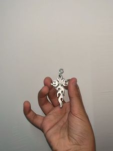Unique Flame Cross Pendant