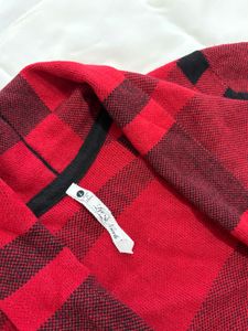 Cozy Red &amp; Black Plaid Cardigan
